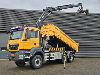 TGS 26.360 6X6 BB / HMF CRANE / 2 SIDE TIPPER